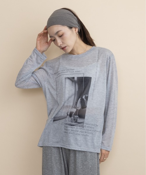lodie(ロディ)の「フォトプリント シアーロンT(Tシャツ/カットソー・レディース・グレー/オレンジ/ミント・FREE)」の10枚目の写真