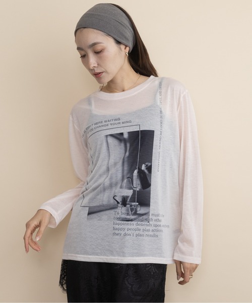 lodie(ロディ)の「フォトプリント シアーロンT(Tシャツ/カットソー・レディース・グレー/オレンジ/ミント・FREE)」の18枚目の写真