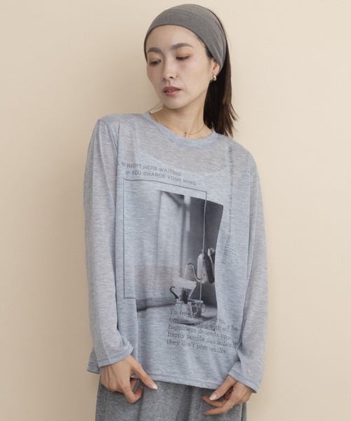 lodie(ロディ)の「フォトプリント シアーロンT(Tシャツ/カットソー・レディース・グレー/オレンジ/ミント・FREE)」の5枚目の写真
