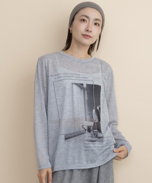 lodie(ロディ)の「フォトプリント シアーロンT(Tシャツ/カットソー・レディース・グレー/オレンジ/ミント・FREE)」の7枚目の写真