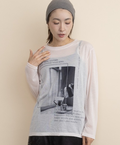 lodie(ロディ)の「フォトプリント シアーロンT(Tシャツ/カットソー・レディース・グレー/オレンジ/ミント・FREE)」の15枚目の写真