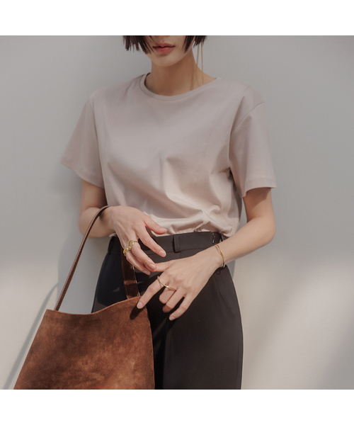 MEMUA(メムア)の「ルルシルケットコットンT(Tシャツ/カットソー・レディース・ホワイト/ブラック/ベージュ・FREE)」の3枚目の写真
