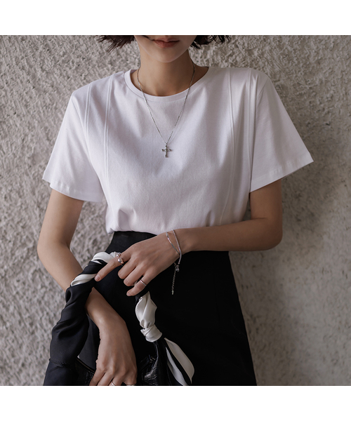 MEMUA(メムア)の「ルルシルケットコットンT(Tシャツ/カットソー・レディース・ホワイト/ブラック/ベージュ・FREE)」の1枚目の写真