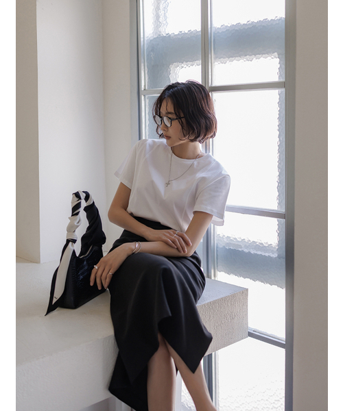 MEMUA(メムア)の「ルルシルケットコットンT(Tシャツ/カットソー・レディース・ホワイト/ブラック/ベージュ・FREE)」の4枚目の写真
