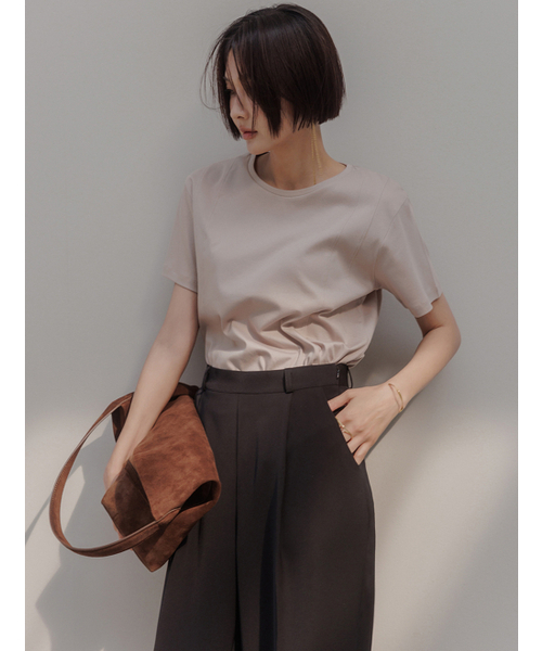 MEMUA(メムア)の「ルルシルケットコットンT(Tシャツ/カットソー・レディース・ホワイト/ブラック/ベージュ・FREE)」の6枚目の写真
