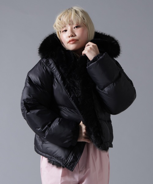 BEAVER（ビーバー）の「B omnivore/ビーオムニボー NYLON FUR HOOD BLOUSON（ブルゾン・レディース・ブラック/ブラウン/オフホワイト・FREE）」の5枚目の写真
