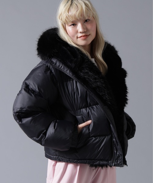 BEAVER（ビーバー）の「B omnivore/ビーオムニボー NYLON FUR HOOD BLOUSON（ブルゾン・レディース・ブラック/ブラウン/オフホワイト・FREE）」の7枚目の写真