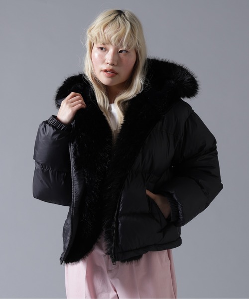 BEAVER（ビーバー）の「B omnivore/ビーオムニボー NYLON FUR HOOD BLOUSON（ブルゾン・レディース・ブラック/ブラウン/オフホワイト・FREE）」の8枚目の写真