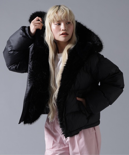 BEAVER（ビーバー）の「B omnivore/ビーオムニボー NYLON FUR HOOD BLOUSON（ブルゾン・レディース・ブラック/ブラウン/オフホワイト・FREE）」の9枚目の写真