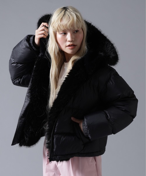 BEAVER（ビーバー）の「B omnivore/ビーオムニボー NYLON FUR HOOD BLOUSON（ブルゾン・レディース・ブラック/ブラウン/オフホワイト・FREE）」の10枚目の写真