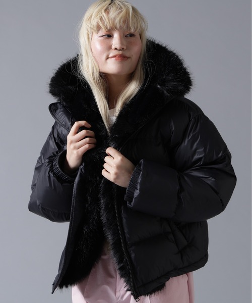 BEAVER（ビーバー）の「B omnivore/ビーオムニボー NYLON FUR HOOD BLOUSON（ブルゾン・レディース・ブラック/ブラウン/オフホワイト・FREE）」の11枚目の写真