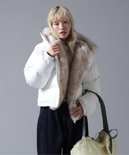 BEAVER（ビーバー）の「B omnivore/ビーオムニボー NYLON FUR HOOD BLOUSON（ブルゾン・レディース・ブラック/ブラウン/オフホワイト・FREE）」の18枚目の写真