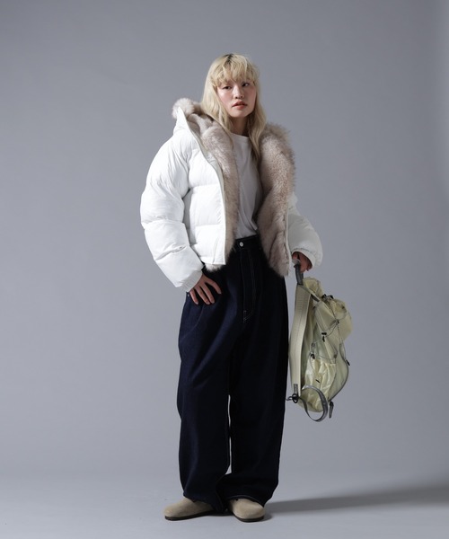 BEAVER（ビーバー）の「B omnivore/ビーオムニボー NYLON FUR HOOD BLOUSON（ブルゾン・レディース・ブラック/ブラウン/オフホワイト・FREE）」の20枚目の写真
