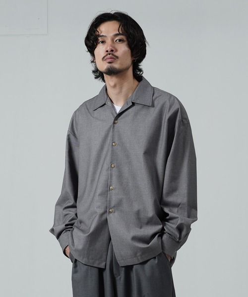 jiggys shop(ジギーズショップ)の「オーバーサイズTRオープンカラーシャツ(シャツ/ブラウス・メンズ・グレー/ブラック・SMALL/MEDIUM/LARGE)」の1枚目の写真