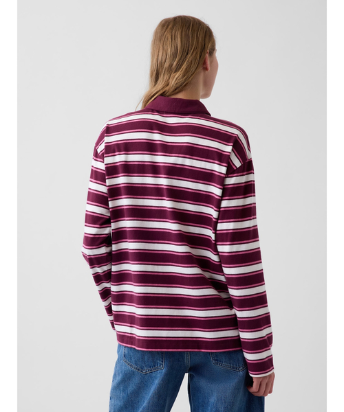GAP(ギャップ)の「オーバーサイズ ストライプ ポロシャツ(Tシャツ/カットソー・レディース・ブラック/レッド・XXS/XL/L/M/S/XS)」の8枚目の写真