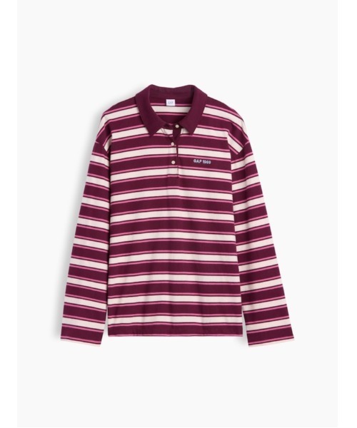 GAP(ギャップ)の「オーバーサイズ ストライプ ポロシャツ(Tシャツ/カットソー・レディース・ブラック/レッド・XXS/XL/L/M/S/XS)」の3枚目の写真