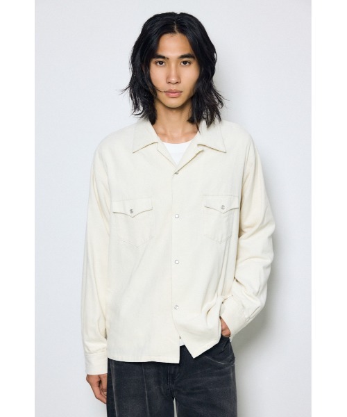 AZUL by moussy(アズールバイマウジー)の「ウェスタンコーデュロイシャツ 秋服 冬服 春服 レオパード ヒョウ柄 豹柄 無地(シャツ/ブラウス・メンズ・ホワイト/ブラック/ベージュ系その他・MEDIUM/LARGE)」の4枚目の写真
