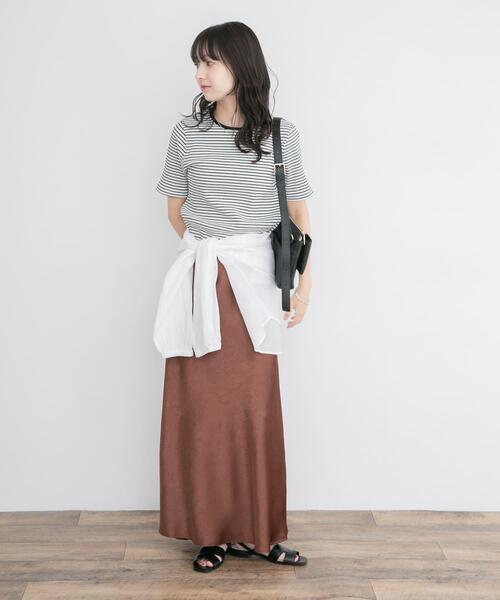 ITEMS URBANRESEARCH(アイテムズ アーバンリサーチ)の「ハンソデボーダーTシャツ(Tシャツ/カットソー・レディース・オフホワイト/ブラウン/ブラック・FREE)」の6枚目の写真