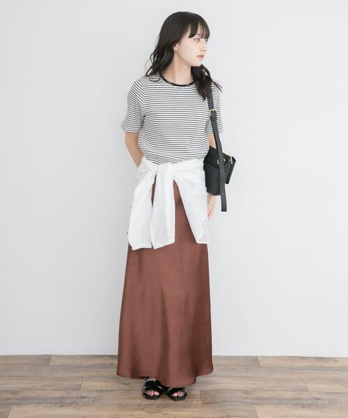 ITEMS URBANRESEARCH(アイテムズ アーバンリサーチ)の「ハンソデボーダーTシャツ(Tシャツ/カットソー・レディース・オフホワイト/ブラウン/ブラック・FREE)」の7枚目の写真