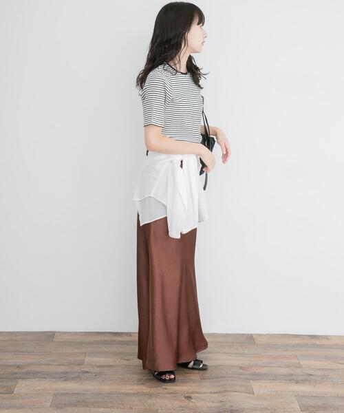 ITEMS URBANRESEARCH(アイテムズ アーバンリサーチ)の「ハンソデボーダーTシャツ(Tシャツ/カットソー・レディース・オフホワイト/ブラウン/ブラック・FREE)」の8枚目の写真