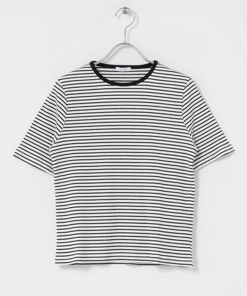 ITEMS URBANRESEARCH(アイテムズ アーバンリサーチ)の「ハンソデボーダーTシャツ(Tシャツ/カットソー・レディース・オフホワイト/ブラウン/ブラック・FREE)」の9枚目の写真