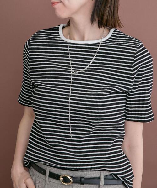 ITEMS URBANRESEARCH(アイテムズ アーバンリサーチ)の「ハンソデボーダーTシャツ(Tシャツ/カットソー・レディース・オフホワイト/ブラウン/ブラック・FREE)」の11枚目の写真