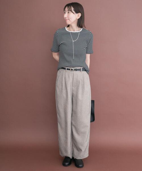 ITEMS URBANRESEARCH(アイテムズ アーバンリサーチ)の「ハンソデボーダーTシャツ(Tシャツ/カットソー・レディース・オフホワイト/ブラウン/ブラック・FREE)」の15枚目の写真
