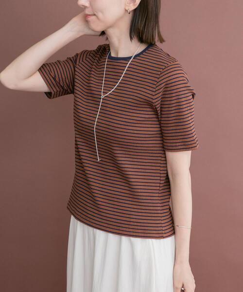 ITEMS URBANRESEARCH(アイテムズ アーバンリサーチ)の「ハンソデボーダーTシャツ(Tシャツ/カットソー・レディース・オフホワイト/ブラウン/ブラック・FREE)」の20枚目の写真