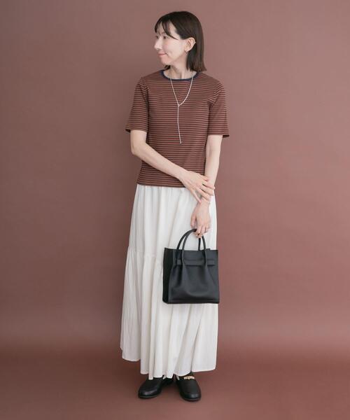 ITEMS URBANRESEARCH(アイテムズ アーバンリサーチ)の「ハンソデボーダーTシャツ(Tシャツ/カットソー・レディース・オフホワイト/ブラウン/ブラック・FREE)」の21枚目の写真