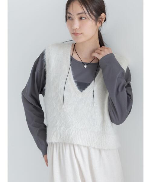 Te chichi(テチチ)の「ラメシャギーベスト(ベスト・レディース・グレー/オフホワイト/モカ・F)」の2枚目の写真