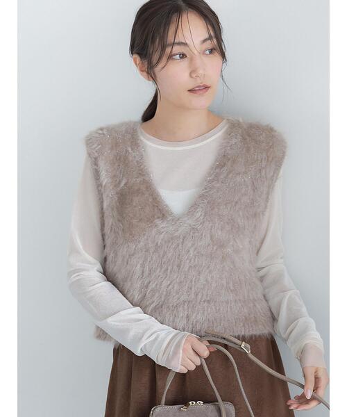 Te chichi(テチチ)の「ラメシャギーベスト(ベスト・レディース・グレー/オフホワイト/モカ・F)」の19枚目の写真