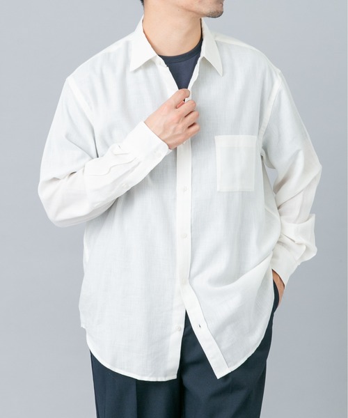 URBAN RESEARCH ROSSO MEN(アーバンリサーチロッソメン)の「アーバンリラックスウールシャツ(シャツ/ブラウス・メンズ・ブルー系その他/アイボリー/チェック/ネイビー・SMALL/X-LARGE/LARGE/MEDIUM)」の6枚目の写真
