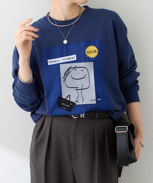 COLLAGE GALLARDAGALANTE(コラージュガリャルダガランテ)の「BRIGITTETANAKA×The NERDYS/コラボスウェット(スウェット・レディース・ネイビー/イエロー・L/S)」の1枚目の写真