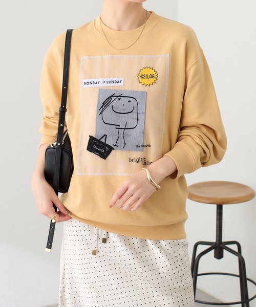 COLLAGE GALLARDAGALANTE(コラージュガリャルダガランテ)の「BRIGITTETANAKA×The NERDYS/コラボスウェット(スウェット・レディース・ネイビー/イエロー・L/S)」の2枚目の写真