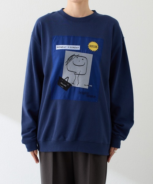 COLLAGE GALLARDAGALANTE(コラージュガリャルダガランテ)の「BRIGITTETANAKA×The NERDYS/コラボスウェット(スウェット・レディース・ネイビー/イエロー・L/S)」の15枚目の写真
