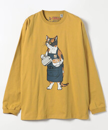 go slow caravan/ゴースローキャラバン USAコットン バリスタ猫 ロングスリーブTシャツ