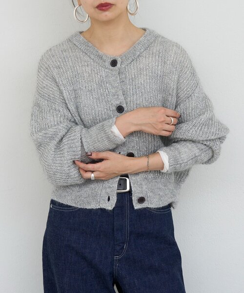 russet(ラシット)の「《キッドモヘア》ラメニットカーディガン(カーディガン/ボレロ・レディース・ベージュ/ライトグレー・FREE)」の5枚目の写真