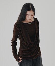 ドレープカシュクールベロアプルオーバー