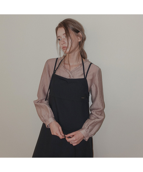 TWEE(トゥウィー)の「ケリット フリルVネック長袖ブラウス(シャツ/ブラウス・レディース・ピンク/ブラウン・FREE)」の1枚目の写真