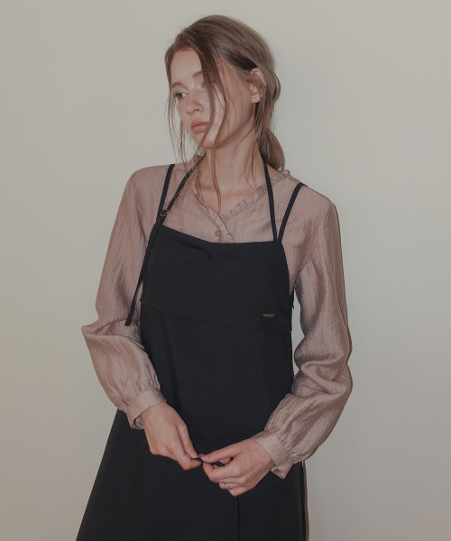 TWEE(トゥウィー)の「ケリット フリルVネック長袖ブラウス(シャツ/ブラウス・レディース・ピンク/ブラウン・FREE)」の5枚目の写真