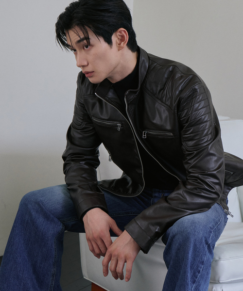 LAURANTSEOUL(ローランソウル)の「パッチ付きクロップドレザーライダースジャケット(ブラウン)(ライダースジャケット・レディース・ブラウン・MEDIUM/LARGE)」の1枚目の写真