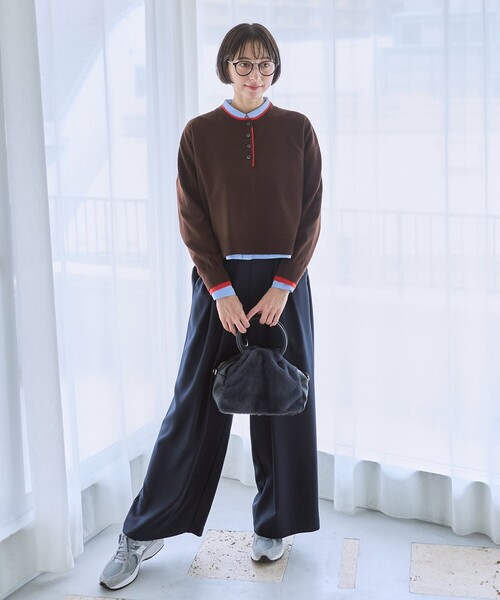 ANY(エニィ)の「パウダリーツイード タックワイドパンツ(セットアップ着用可)(その他パンツ・レディース・ブラック系/ネイビー系/ベージュ系/ダークブラウン系3・X-LARGE)」の13枚目の写真