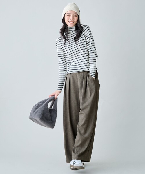 ANY(エニィ)の「パウダリーツイード タックワイドパンツ(セットアップ着用可)(その他パンツ・レディース・ブラック系/ネイビー系/ベージュ系/ダークブラウン系3・X-LARGE)」の18枚目の写真