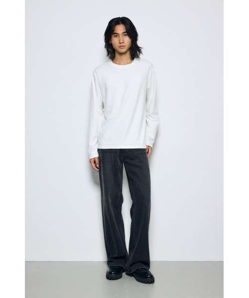 AZUL by moussy(アズールバイマウジー)の「スムースタッチ長袖トップス 秋服 冬服 春服 無地 ロンT(Tシャツ/カットソー・メンズ・チャコールグレー/ホワイト/ブラック・SMALL/LARGE/MEDIUM)」の7枚目の写真