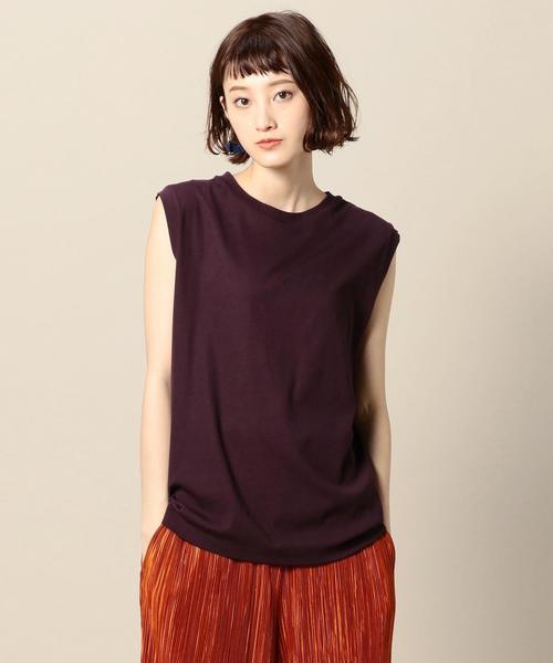 BEAUTY&YOUTH UNITED ARROWS（ビューティーアンドユースユナイテッドアローズ）の「BY ドライコットンノースリーブカットソー ◆（Tシャツ/カットソー・レディース・ホワイト/ブラック/ピンク/ワインレッド/モカ/パープル/その他1・FREE）」の6枚目の写真