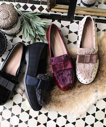 JELLY BEANS | 【WEB限定】リボンファーローファーシューズ(134-78116)JELLY BEANS(ジェリービーンズ)【Made in Japan】(ローファー)