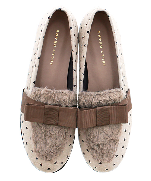 JELLY BEANS（ジェリービーンズ）の「【WEB限定】リボンファーローファーシューズ(134-78116)JELLY BEANS(ジェリービーンズ)【Made in Japan】（ローファー・レディース・チェック/アイボリー/ブラック/ワイン・L/M/S）」の2枚目の写真