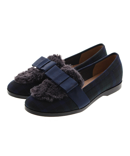 JELLY BEANS（ジェリービーンズ）の「【WEB限定】リボンファーローファーシューズ(134-78116)JELLY BEANS(ジェリービーンズ)【Made in Japan】（ローファー・レディース・チェック/アイボリー/ブラック/ワイン・L/M/S）」の11枚目の写真