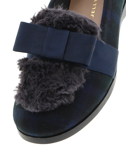 JELLY BEANS（ジェリービーンズ）の「【WEB限定】リボンファーローファーシューズ(134-78116)JELLY BEANS(ジェリービーンズ)【Made in Japan】（ローファー・レディース・チェック/アイボリー/ブラック/ワイン・L/M/S）」の15枚目の写真