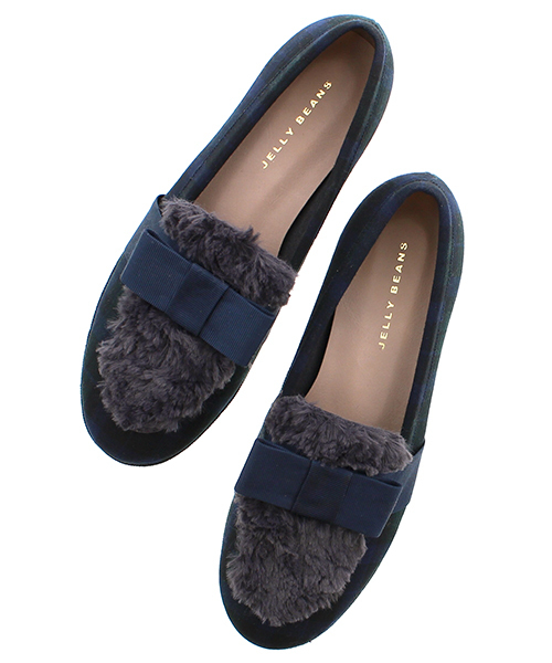 JELLY BEANS（ジェリービーンズ）の「【WEB限定】リボンファーローファーシューズ(134-78116)JELLY BEANS(ジェリービーンズ)【Made in Japan】（ローファー・レディース・チェック/アイボリー/ブラック/ワイン・L/M/S）」の22枚目の写真